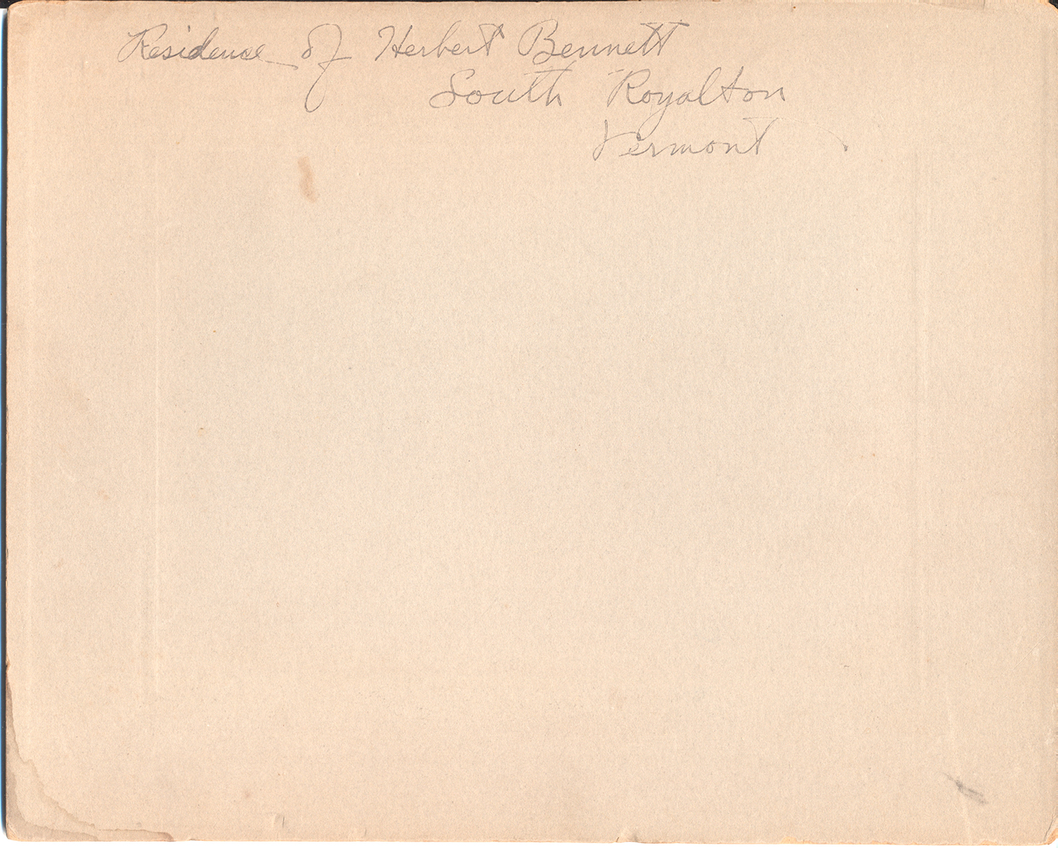 Back of photo of Herbert Bennett's house