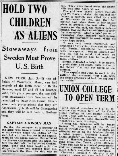 newspaper aritcle about stowaways