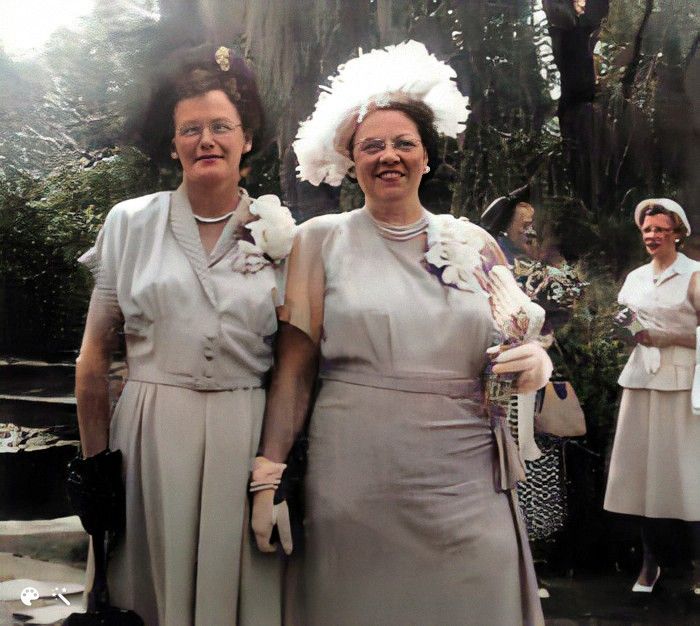 Bertha and Mrs. Keig dressed very nice with corsages