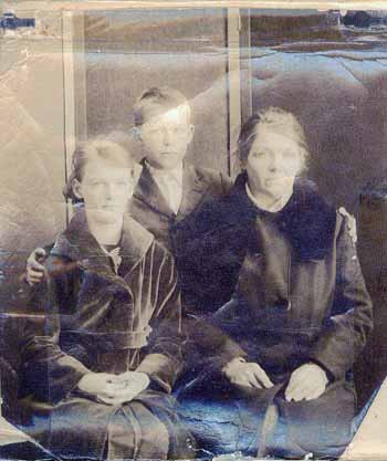 Passport photo of Bertha, John, and mother Selma