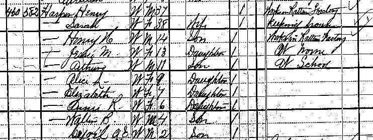 1880 Census Harper Family