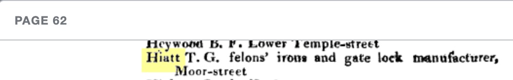Directory entry for T. G. Hiatt