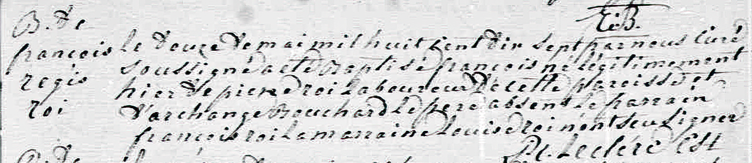 Baptism for François Régis Roy