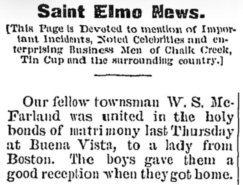 Wedding announcement for W.S. McFarland