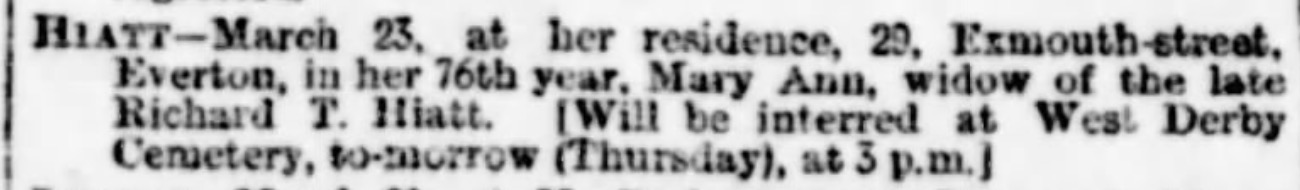 Mary Ann Hiatt death in the Evening Express